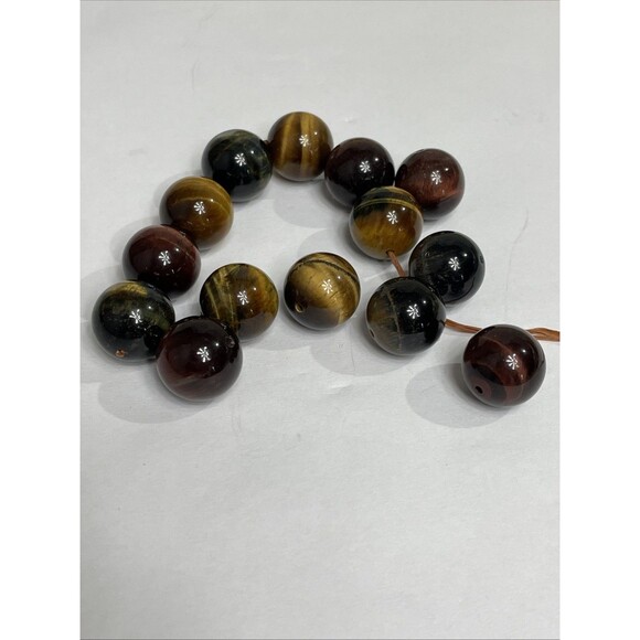 Natural Yellow Tiger Eye Gemstone Beads Grade AAA Round Loose Beads 15mm 14 Pcs - Picture 1 of 1